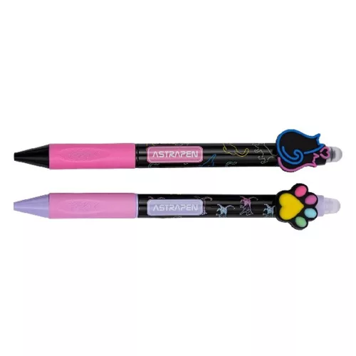 Ball pen ASTRA PEN erasable cats 0.5 mm 2 pieces