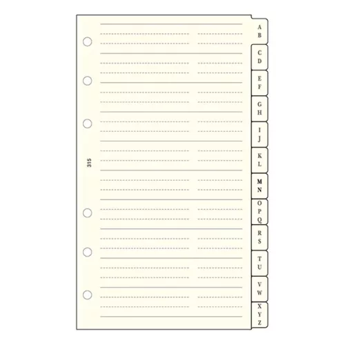 Ring calendar insert SATURNUS L315 telephone register yellow sheet