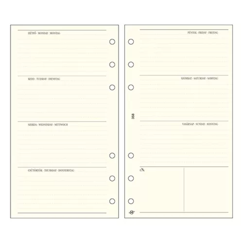 Ring calendar insert SATURNUS L358 bianco weekly planner yellow sheet