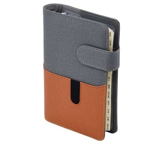 Ring calendar SATURNUS M229 yellow flat gray-brown artificial leather 2025.