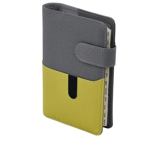 Ring calendar SATURNUS M229 yellow flat gray-green artificial leather 2025.