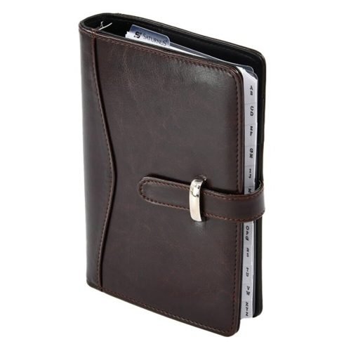 Ring calendar SATURNUS S437 white flat dark brown artificial leather 2025.