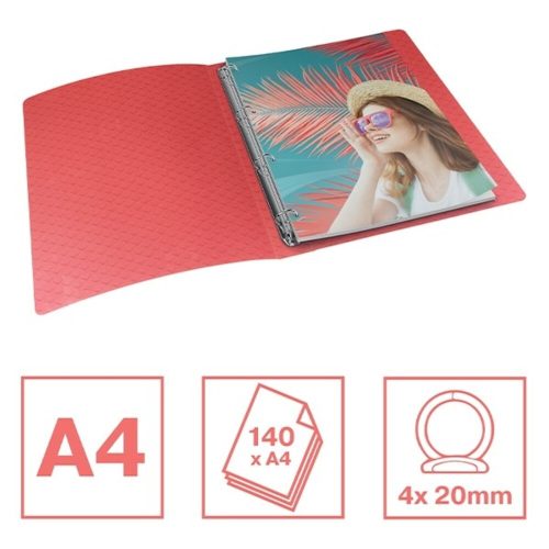 Ring book ESSELTE Color Breeze A/4 25 mm 4 rings PP coral