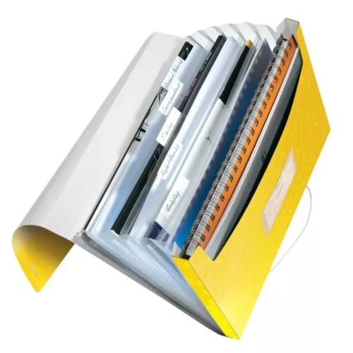 Harmonica folder LEITZ Wow A/4 with 6 plastic compartments yellow