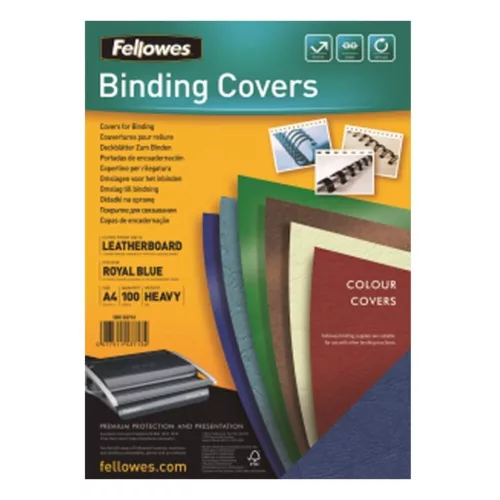Back cover FELLOWES Delta A/4 250 g matt leather effect royal blue 100/pc