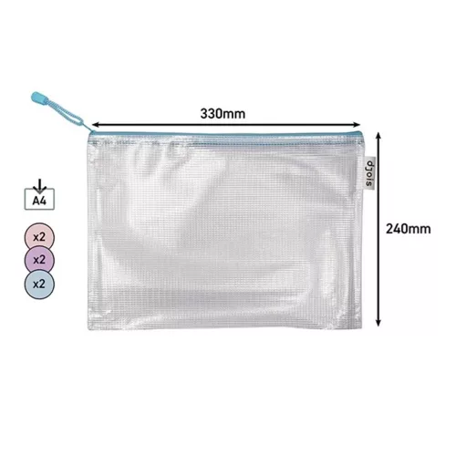 Document cases DJOIS A/4 with zipper in pastel colors
