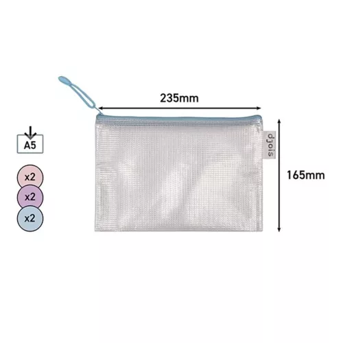 Document cases DJOIS A/5 with zipper in pastel colors