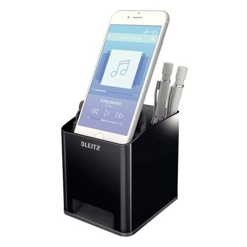 Plastic stationery holder LEITZ double color effect black-grey