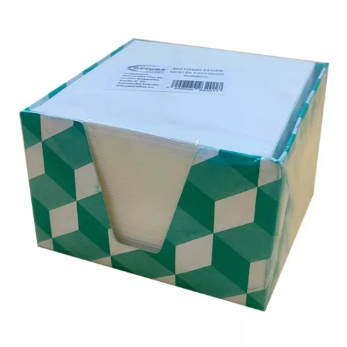 Cube block white FORTUNA 9x9x6 cm in a pattern holder