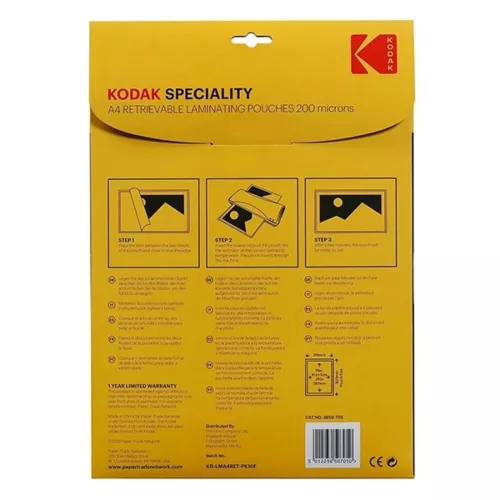 Laminating film KODAK A/4 200 micron reusable 10 sheets