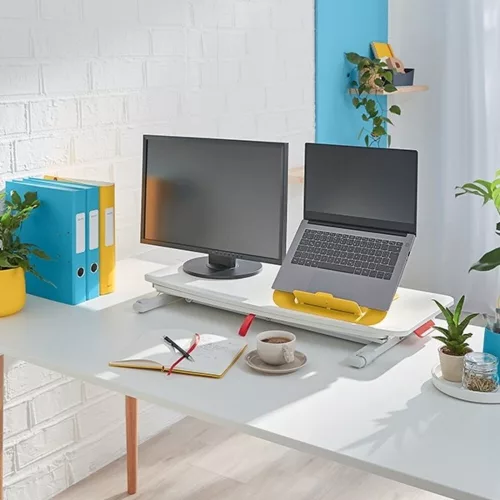 Workstation LEITZ Ergo Cozy sitting/standing with extendable keyboard holder