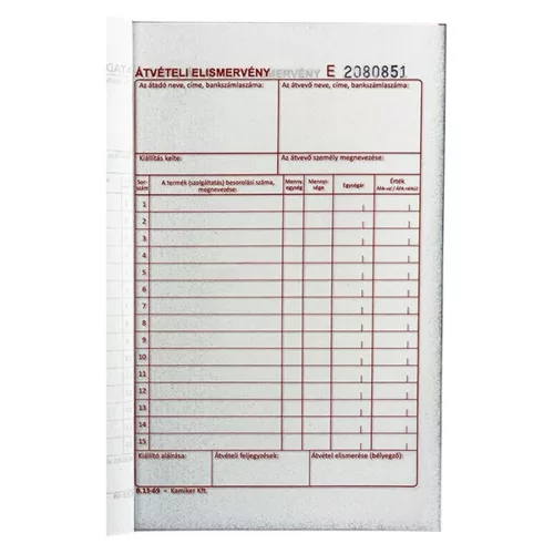 Handover of printout - acknowledgment of receipt VECTRALINE 25x3 sheet A/5
