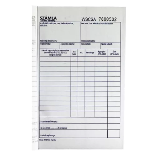 Printed invoice block VECTRALINE 50x3 vertical 1 VAT A/5