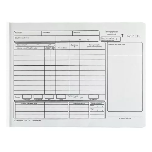 Printed truck ticket VECTRALINE A/4 100 sheets