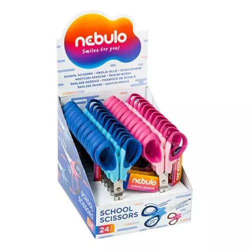 School scissors NEBULO pointed ergonomic 14cm mixed colors