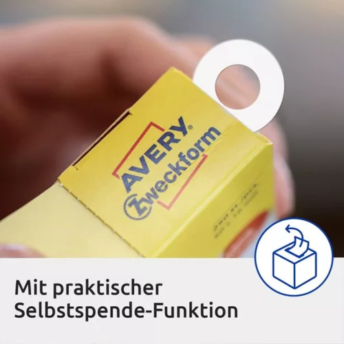 Self-adhesive hole reinforcement AVERY Zweckform 13 mm white 500 rings/drum