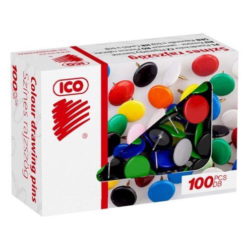 Drawing pin ICO 224 metal colored head 100 pieces