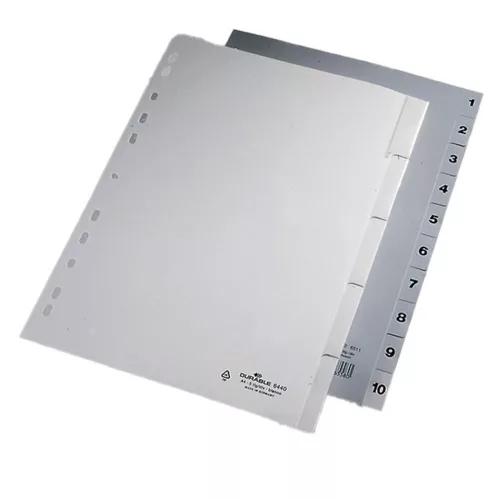 Register DURABLE plastic printed A/4 1-10 parts gray