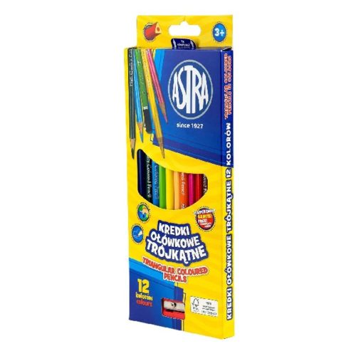 Colored pencil ASTRA triangle 12 colors with gift sharpener