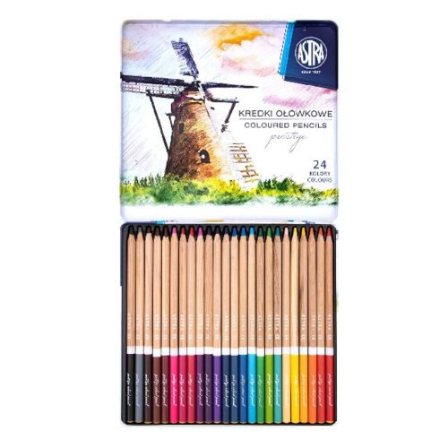 Colored pencil ASTRA cylindrical metal box 24 colors