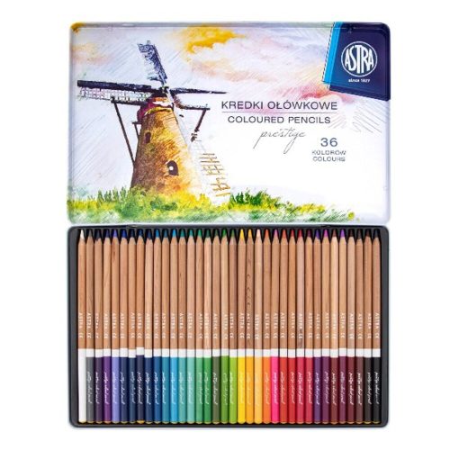 Colored pencil ASTRA cylindrical metal box 36 colors