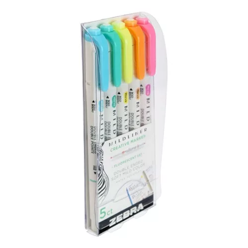 Double-ended text highlighter ZEBRA Mildliner fluorescent 1.4-4.0 mm 5 pieces