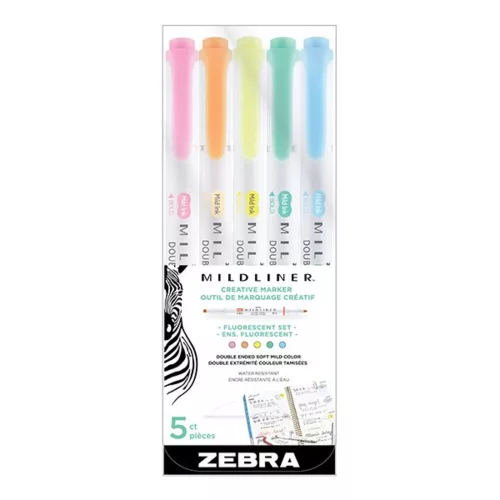 Double-ended text highlighter ZEBRA Mildliner fluorescent 1.4-4.0 mm 5 pieces