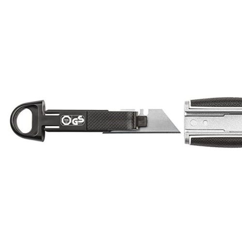 Universal cutting knife WEDO 18 mm safety 13.6 cm metal body rubber handle with metal rail with gray short blade