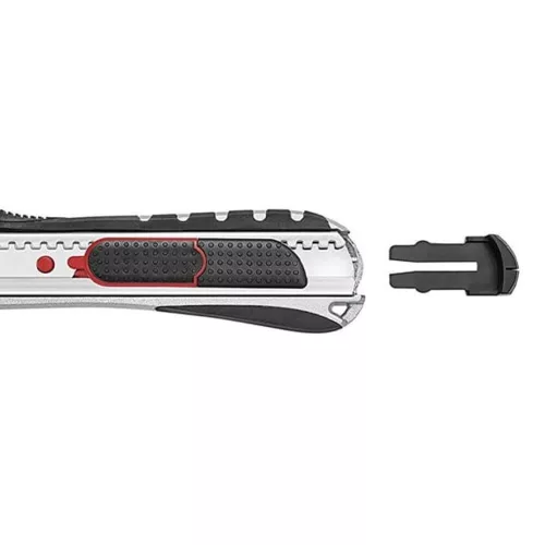 Universal cutting knife WEDO 18 mm safety 18.6 cm metal body rubber handle with metal rail