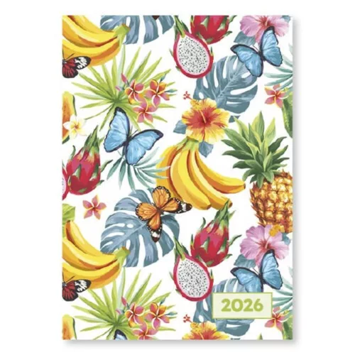 Pocket calendar VECTRALINE A/7 vertical white flat mixed pattern 2026.