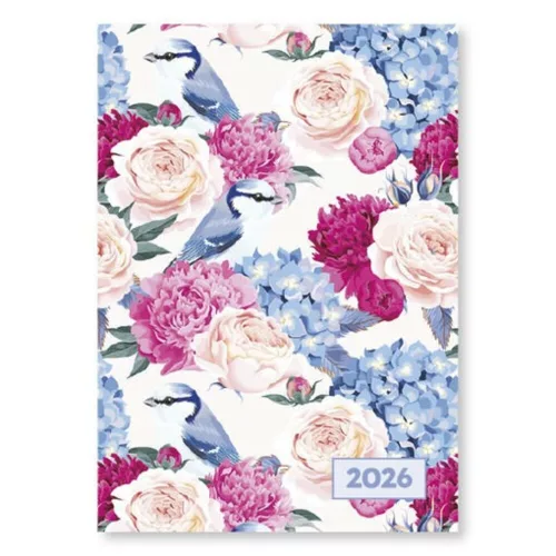 Pocket calendar VECTRALINE A/7 vertical white flat mixed pattern 2026.