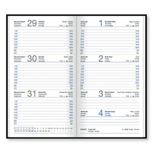 Pocket calendar VECTRALINE vertical white flat mixed pattern 2026.
