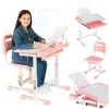 Children's desk with drawer chair lamp pink