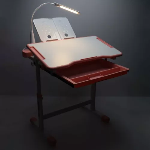 Children's desk with drawer chair lamp pink