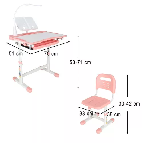 Children's desk with drawer chair lamp pink