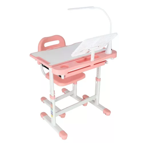 Children's desk with drawer chair lamp pink