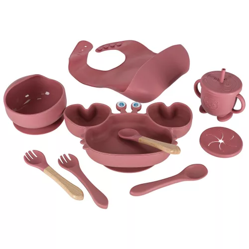 Silicone children's dishes crab zest 9el c pink