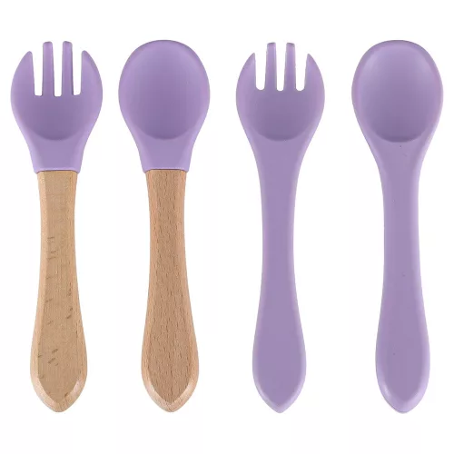 Children's silicone utensils 7 el. dark pink