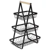 Fruit basket three-tier tier metal wood