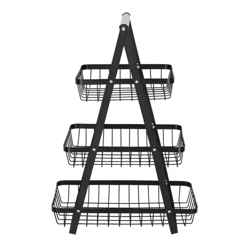 Fruit basket three-tier tier metal wood