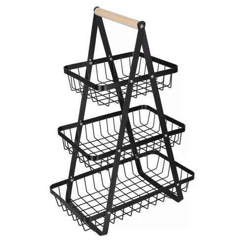 Fruit basket three-tier tier metal wood