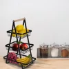 Fruit basket three-tier tier metal wood