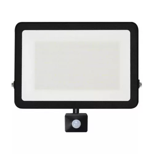  LED spotlight, 100W, 9000 lm, slim, motion sensor, black, natural white, IP65, Asalite