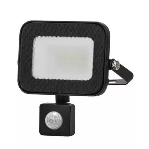  LED spotlight, 10W, 900 lm, slim, motion sensor, black, natural white, IP65, Asalite