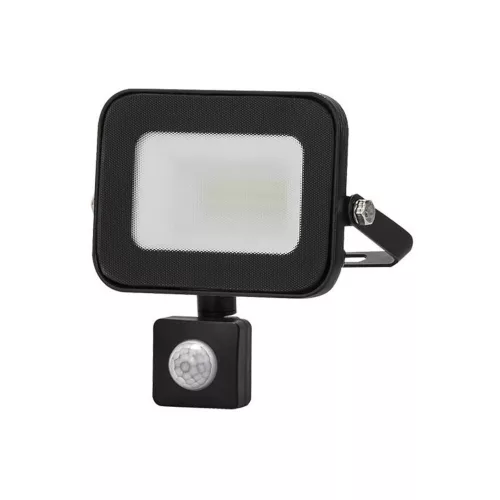  LED spotlight, 10W, 900 lm, slim, motion sensor, black, natural white, IP65, Asalite