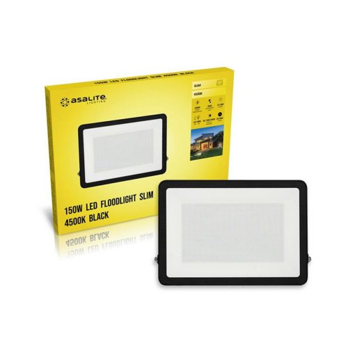  LED spotlight, 150W, 13500 lm, slim, black, natural white, IP65, Asalite