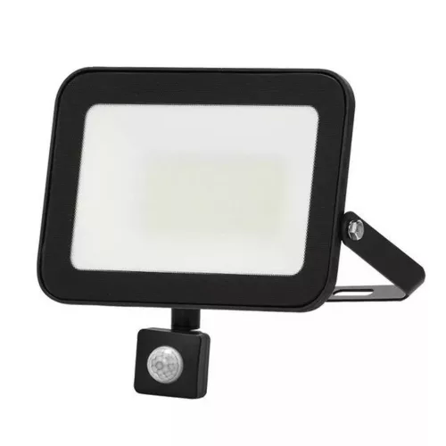  LED spotlight, 30W, 2700 lm, slim, motion sensor, black, natural white, IP65, Asalite