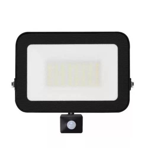  LED spotlight, 30W, 2700 lm, slim, motion sensor, black, natural white, IP65, Asalite