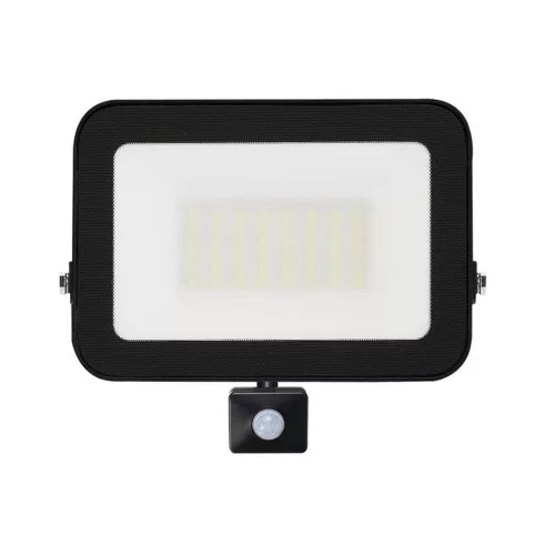  LED spotlight, 30W, 2700 lm, slim, motion sensor, black, natural white, IP65, Asalite