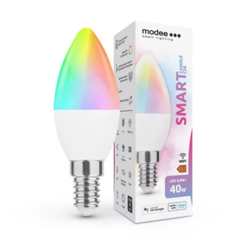  Led lamp , bulb , candle , E14 , 4.9W , RGB , CCT , dimmable , WIFI , TUYA , Modee